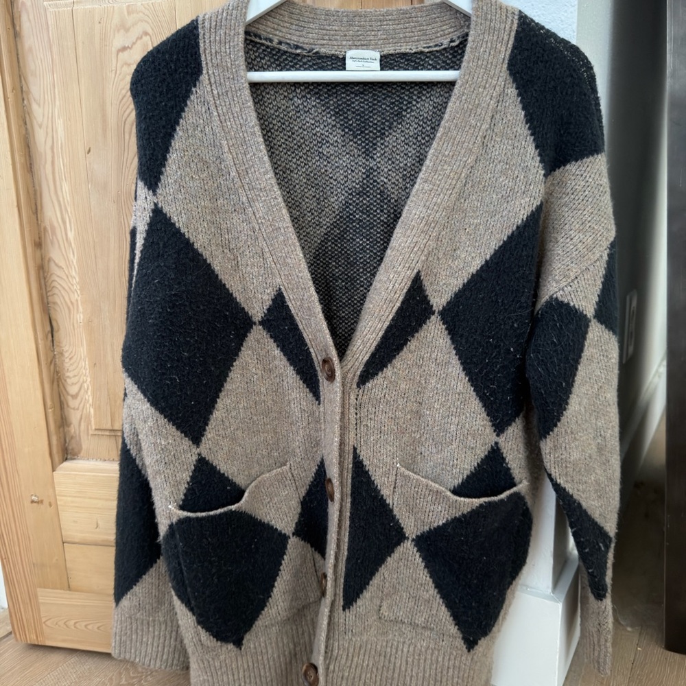 Abercrombie & Fitch Taupe and Black Knit Cardigan